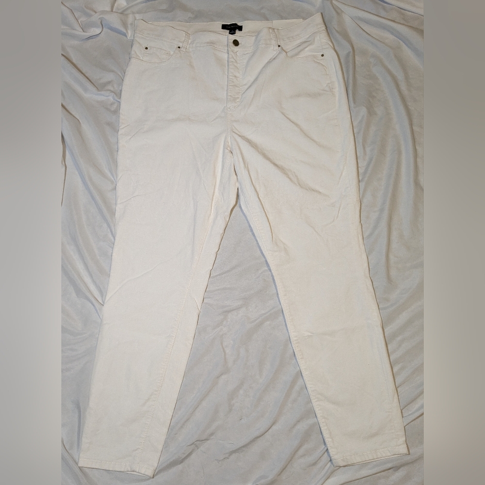 NWT Ann Taylor Women's White Velvet The Skinny Mid Rise Pants Size 18